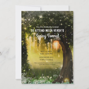 Fantasy Glitter Förtrollad Grön Skog Prom Inbjudningar