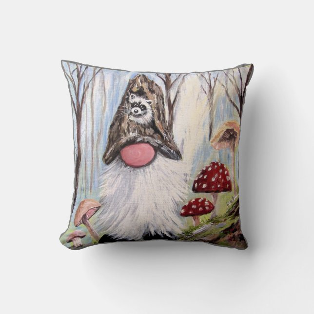 FANTASY GNOME RACCOON HAT PILLOW KUDDE (Framsida)