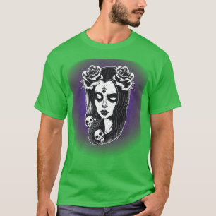 Fantasy Goth Girl med Döskallar och ro 2 T Shirt