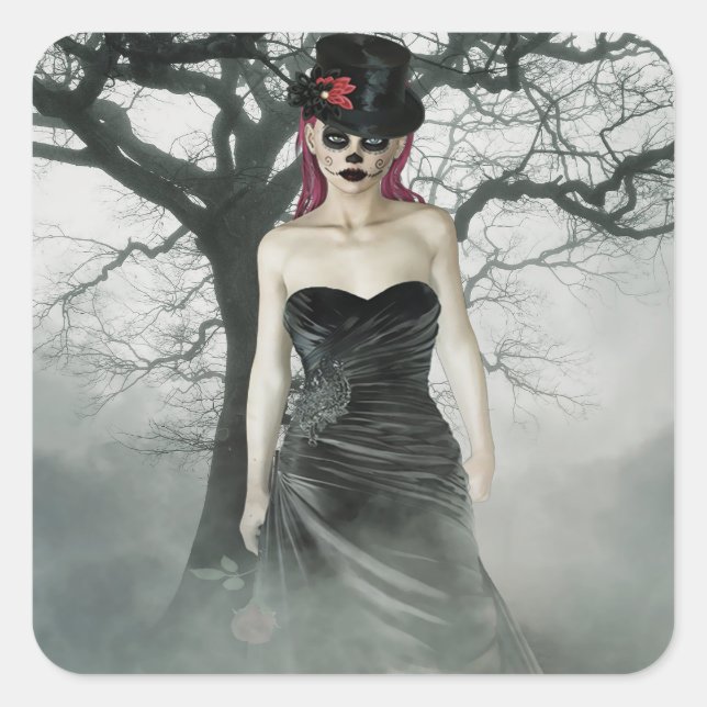 Fantasy goth-klistermärken fyrkantigt klistermärke (Framsida)