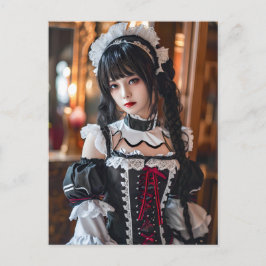 Fantasy Gothic Maid med Kawaii Stil Vykort