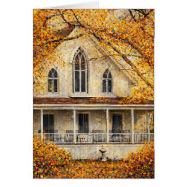 Fantasy Gothic-Revival Carpenter House Folded Card Hälsningskort