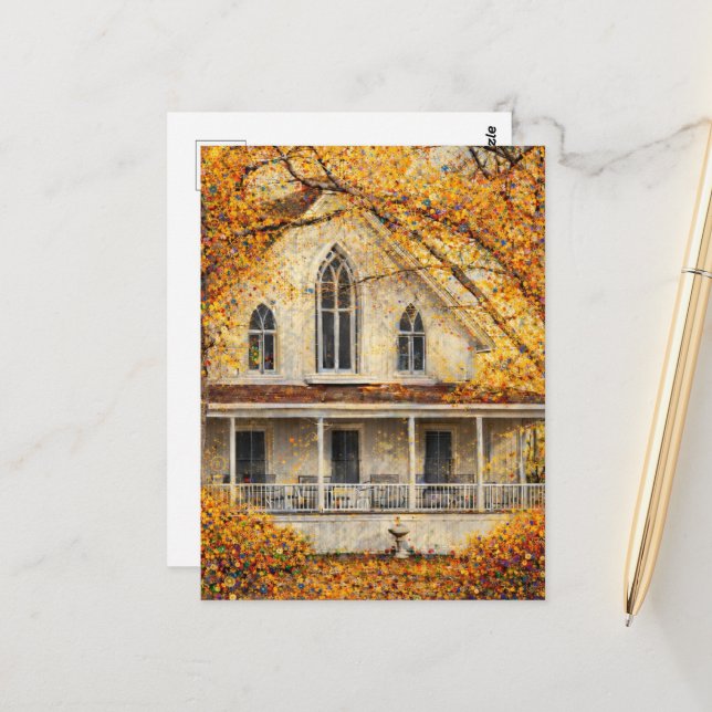 Fantasy Gothic-Revival Carpenter House  Vykort (Fram/Back In Situ)