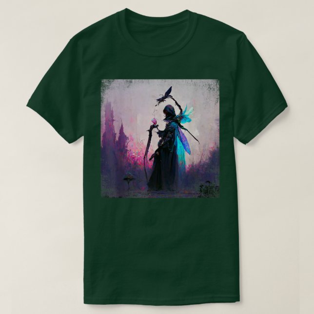 Fantasy Gothic Witch Angler Fe Mage Skogen Fairy T Shirt (Design framsida)