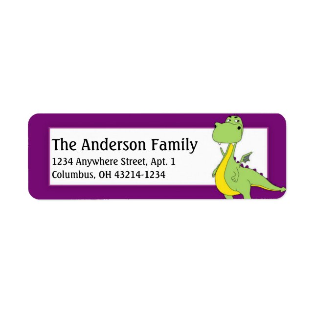 Fantasy Grönt Dragon Returetiketter d3 Returadress Etikett (Framsidan)