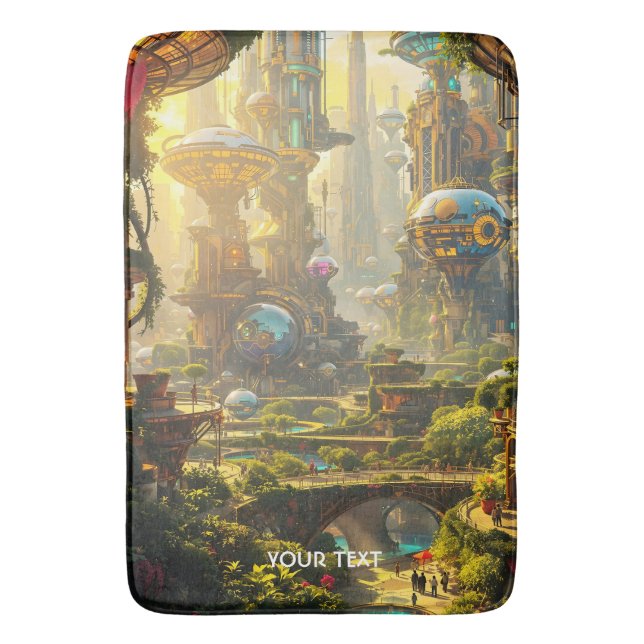 Fantasy Grönt Future City Badrumsmatta (Framsidan (Vertikal))