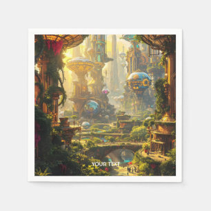Fantasy Grönt Future City Pappersservett