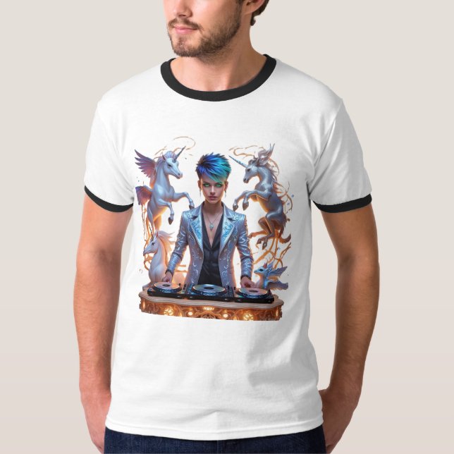 Fantasy Groove: Mystical DJ Ringer T-Shirt Design (Framsida)