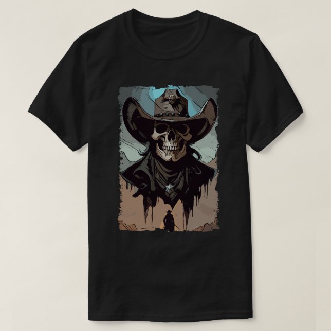 Fantasy Grunge Skull Vilda western Cowboy Southern T Shirt (Design framsida)