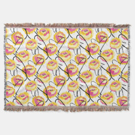 Fantasy gula rosor svarta grunge bläcklinjer filt