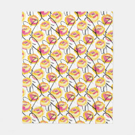 Fantasy gula rosor svarta grunge bläcklinjer  fleecefilt