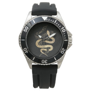 Fantasy Guld och Black Mystical Snakes Armbandsur