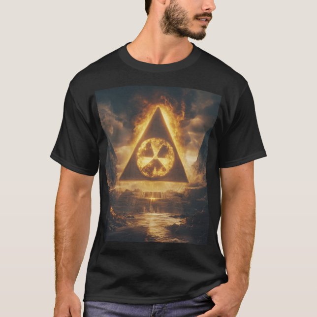Fantasy Gult Radioactive Symbol Digital Art T Shirt (Framsida)