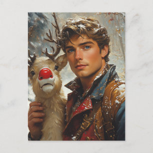 Fantasy Handsome man and renar jul Vykort