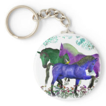 Fantasy-hästar i blommor (grafisk färgad)