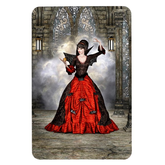 Fantasy Häxa - Medeltida Slott Halloween Konst Magnet (Vertikal)