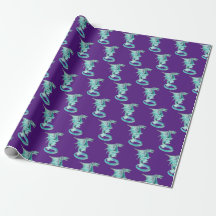 Fantasy Himlar Blue Dragon Wrapping Papper Lila