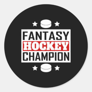 Fantasy Hockey Mästare Retro Stil Runt Klistermärke