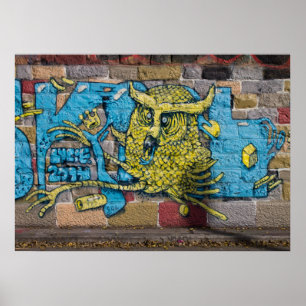 Fantasy Horned Uggla Graffiti Poster
