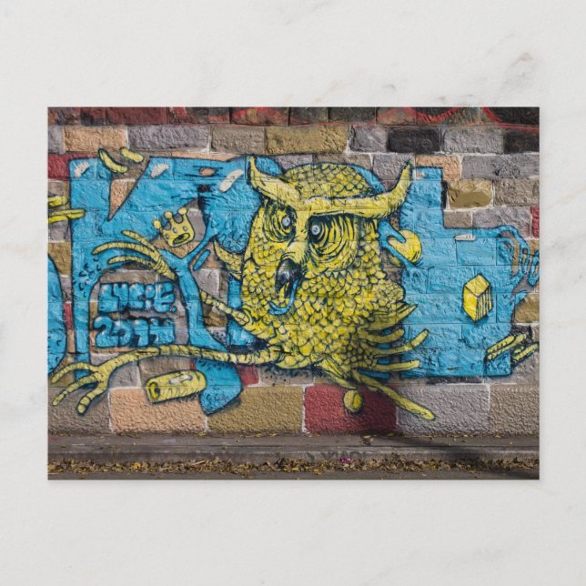 Fantasy Horned Uggla Graffiti Vykort (Framsida)