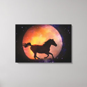 Fantasy Horse and Måne Canvas Wall Art