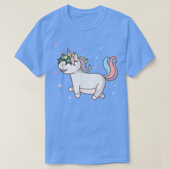 Fantasy Horse Unicorn med Star Glasses T Shirt (Design framsida)
