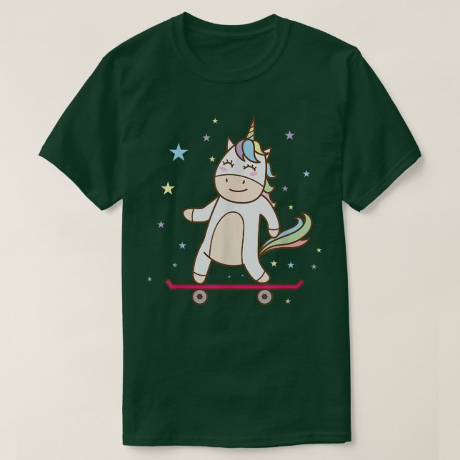 Fantasy Horse Unicorn på Skateboard T Shirt (Design framsida)