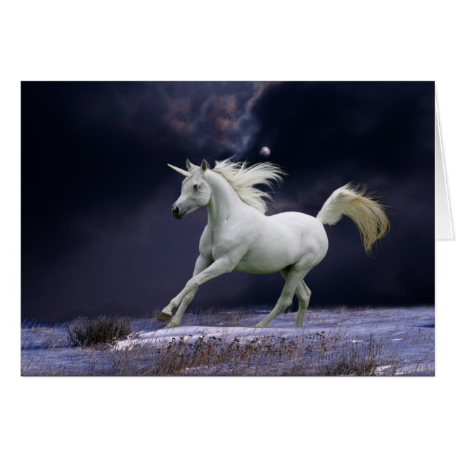 Fantasy Horses: Unicorn Hälsningskort (Framsidan Horizontal)
