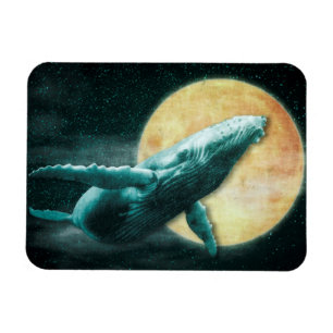 Fantasy Humpback Whale som flyger till Måne - Magn Magnet
