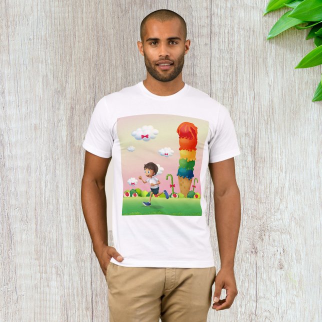 Fantasy Ice Cream Cone med Lycklig Running Boy T Shirt (Skapare uppladdad)
