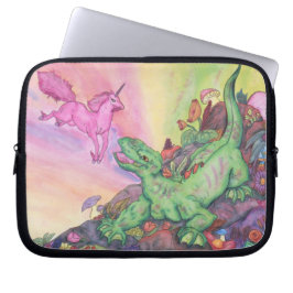 Fantasy Illustration Lizard Rosa Flied Unicorn Laptop Fodral