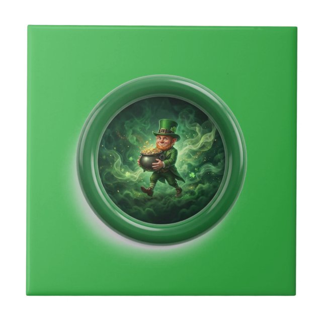 Fantasy Image Leprechaun Carrying Pot Of Gold Kakelplatta (Framsidan)