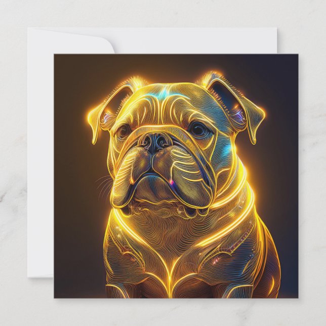 Fantasy Image Neon Yellow English Bulldog Inbjudningar (Framsida)
