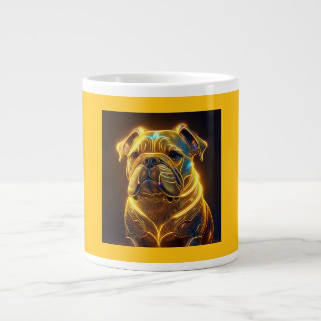 Fantasy Image Neon Yellow English Bulldog Jumbo Mugg (Framsidan)