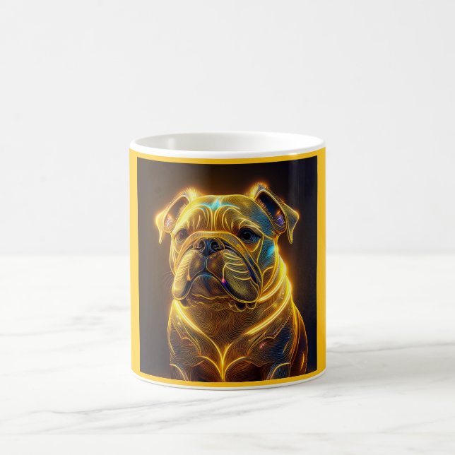 Fantasy Image Neon Yellow English Bulldog Kaffemugg (Center)