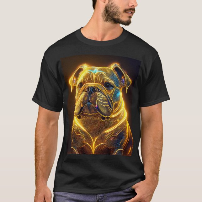 Fantasy Image Neon Yellow English Bulldog T Shirt (Framsida)