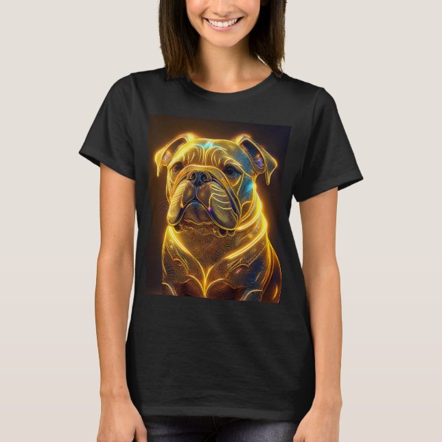 Fantasy Image Neon Yellow English Bulldog T Shirt (Framsida)
