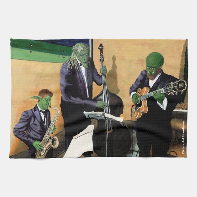 Fantasy Jazz Blues Musician Art Kitchen Towel Kökshandduk (Horisontell)