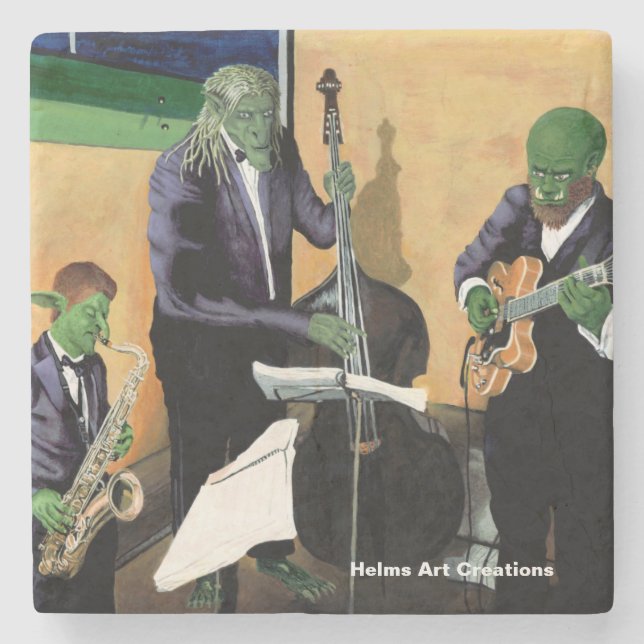 Fantasy Jazz Blues Musicians Art Stone Underlägg (Framsidan)