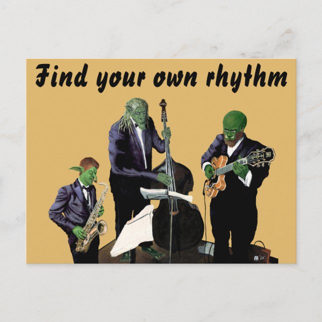 Fantasy Jazz Musician Art Postcard Vykort (Framsida)