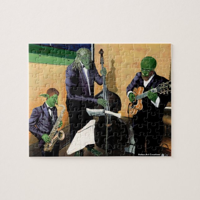Fantasy Jazz Musician Small Art Jigszle Puzzle Pussel (Horisontell)