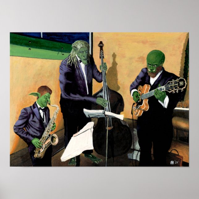 Fantasy Jazz Musician Wall Art Skriv ut Poster (Framsidan)