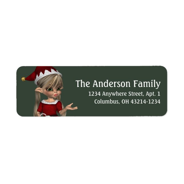 Fantasy Jul Elf Address Label - blonde Returadress Etikett (Framsidan)