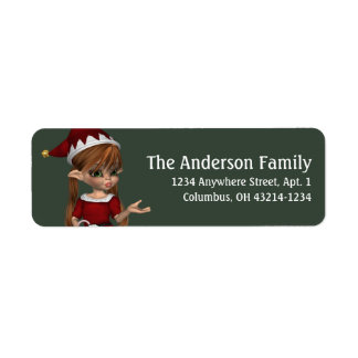 Fantasy Jul Elf Address Label - Red hair Returadress Etikett