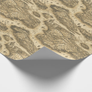 Fantasy Karta Cartography Gamla hand plockade papp Presentpapper