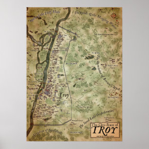 Fantasy Karta of Troy, New York Poster