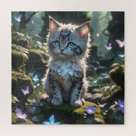 Fantasy Kattunge med Butterflies Puzzle Pussel