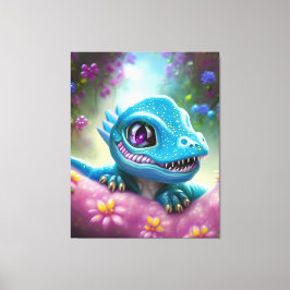 Fantasy Kawaii söt och ädel baby drake Canvastryck