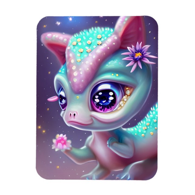 Fantasy Kawaii söt och vidsträckt baby dinosaur Magnet (Vertikal)
