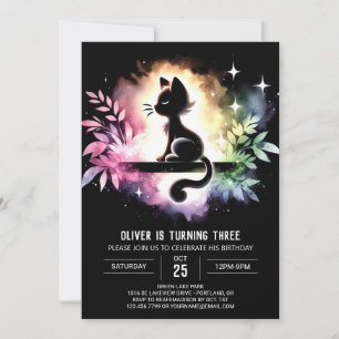 Fantasy Kids Cat Birthday Inbjudningar